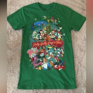Disney Parks Mickey Friends Christmas Holiday Jolly Holly Days Shirt XSmall